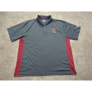 Stanford Cardinal Polo Shirt Mens 2XL Short Sleeve NCAA Russel Athletic Gray